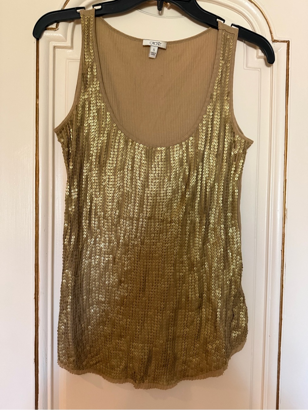 Cache Gold Sequin Tank Top